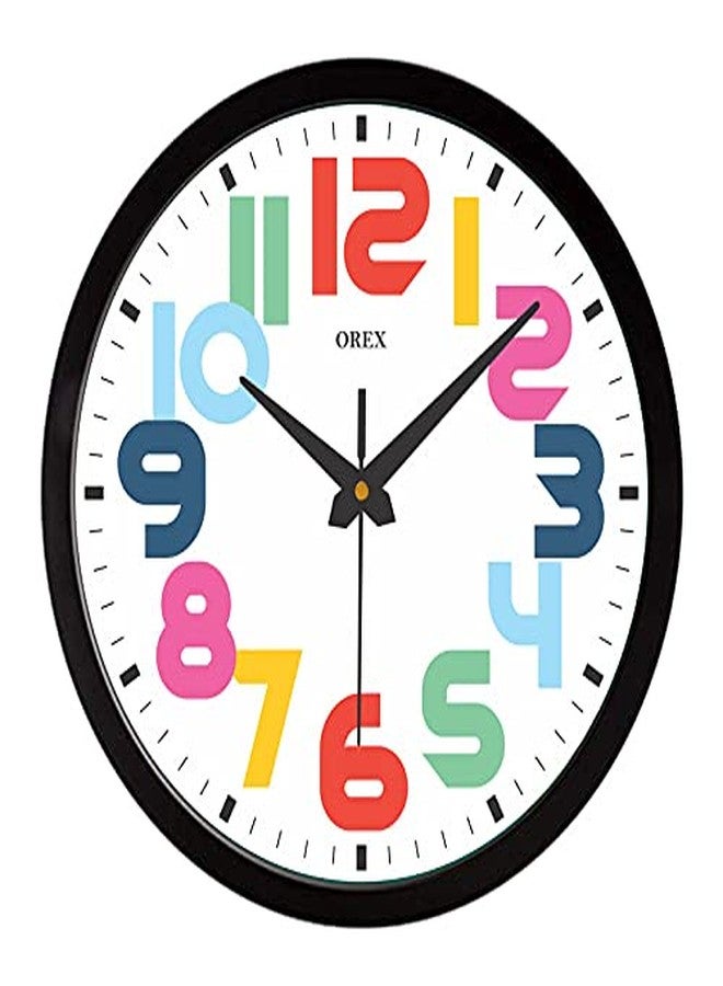 OREX Stylish Black Wall Clock - Colorful Design for Living Room, Bedroom, Kitchen, Office, Kids Room, and Shop Decor - Image 1